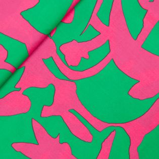 Viskose - Popeline - großes abstraktes Muster - grün - pink