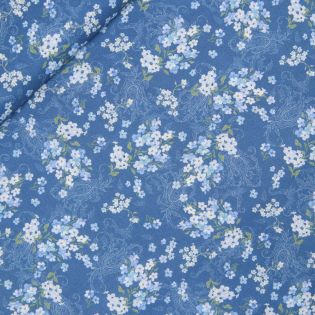 Patchwork - Baumwolle - kleine Blümchen mit Paisley - blau