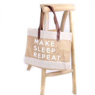 Nähtasche Make Sleep Repeat beige