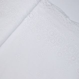 Baumwollvoile - Stickerei - uni - Bordüre - weiß