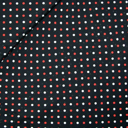 Jacquard - Seide - Sterne - rote und weiße Punkte 