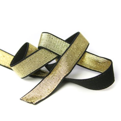 Gummiband - 20 mm - gold - schwarz