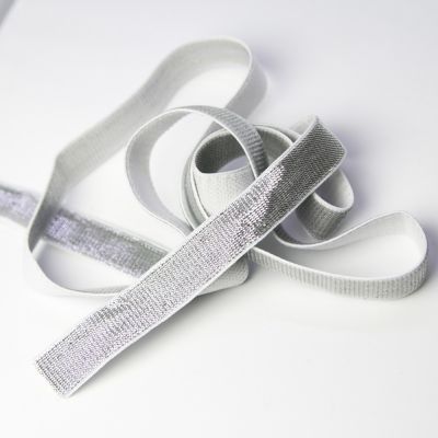 Gummiband - 20 mm - silber - weiss