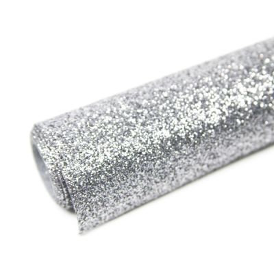 Deko - Glitzerstoff - Zuschnitt - 68 x 45 cm - silber